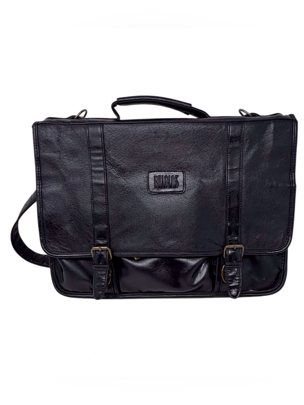 Vintage Bill Blass Black Leather Laptop/Briefcase/Messenger Bag adjustable strap
